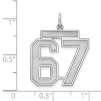 Sterling/Silver Rhodium-plated Polished Number 67 Charm