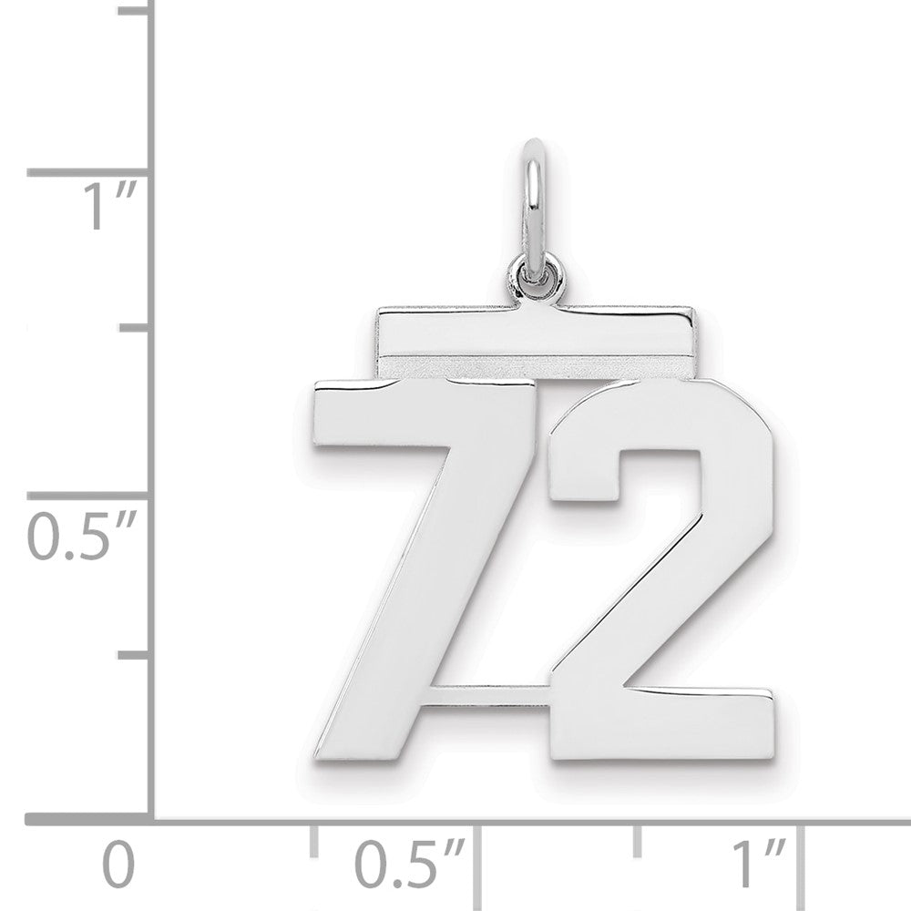 Sterling/Silver Rhodium-plated Polished Number 72 Charm