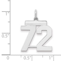 Sterling/Silver Rhodium-plated Polished Number 72 Charm