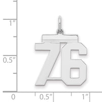 Sterling/Silver Rhodium-plated Polished Number 76 Charm