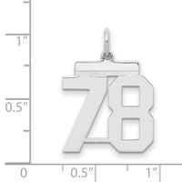 Sterling/Silver Rhodium-plated Polished Number 78 Charm