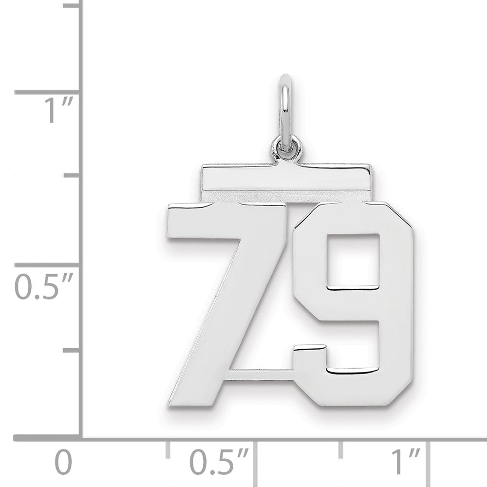 Sterling/Silver Rhodium-plated Polished Number 79 Charm