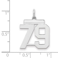Sterling/Silver Rhodium-plated Polished Number 79 Charm