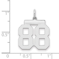 Sterling/Silver Rhodium-plated Polished Number 88 Charm