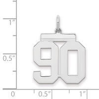 Sterling/Silver Rhodium-plated Polished Number 90 Charm