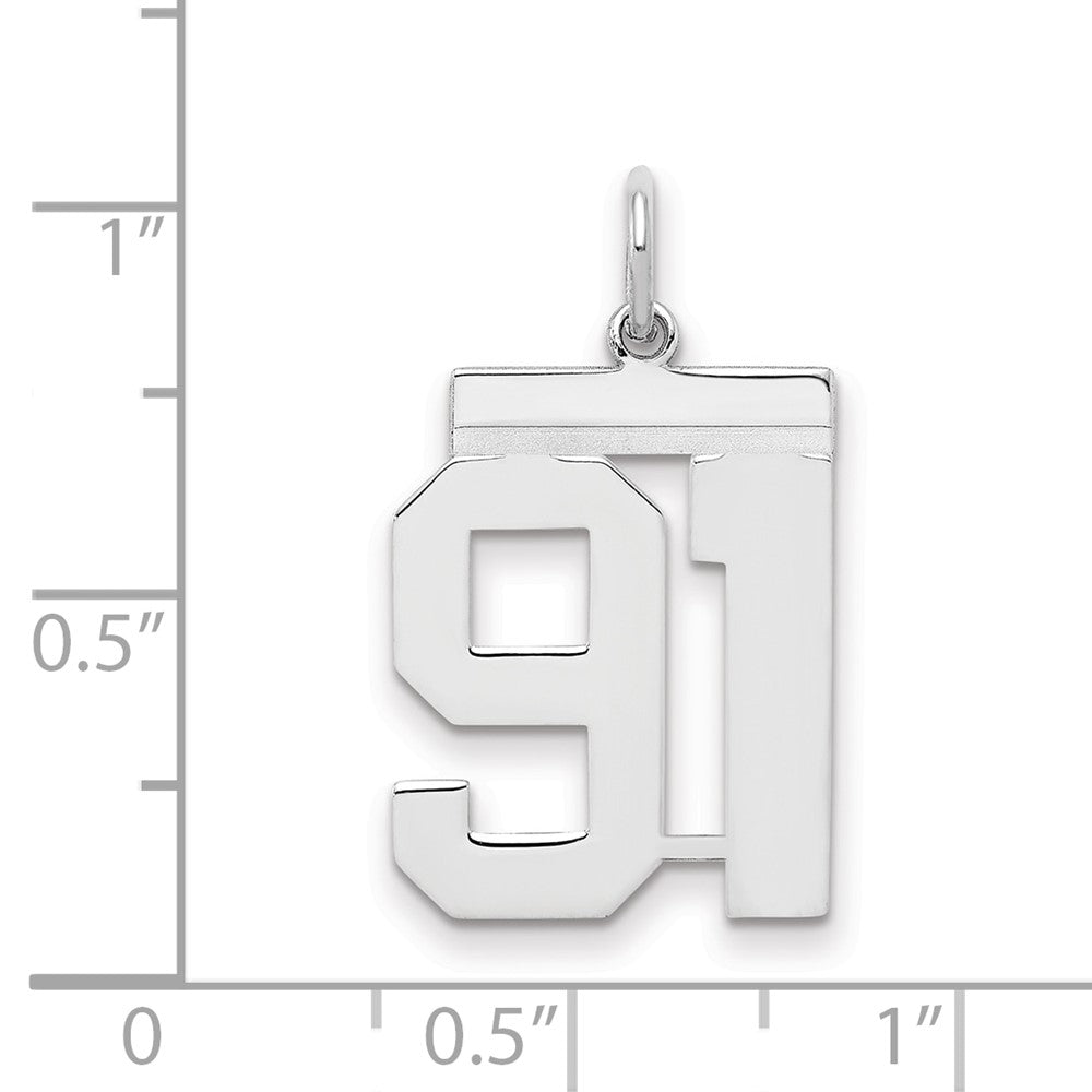 Sterling/Silver Rhodium-plated Polished Number 91 Charm