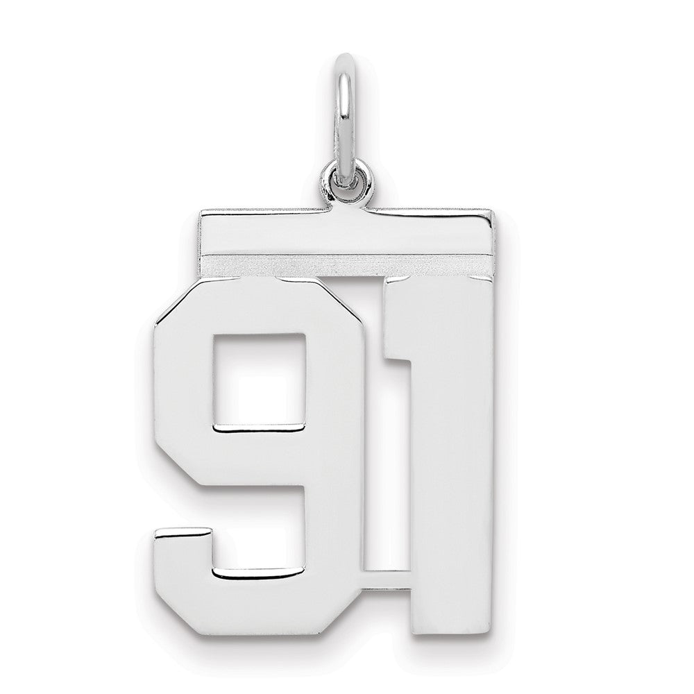 Sterling/Silver Rhodium-plated Polished Number 91 Charm
