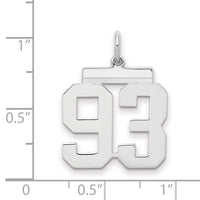 Sterling/Silver Rhodium-plated Polished Number 93 Charm