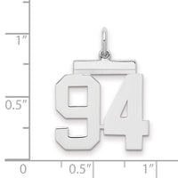 Sterling/Silver Rhodium-plated Polished Number 94 Charm
