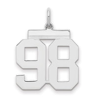 Sterling/Silver Rhodium-plated Polished Number 98 Charm