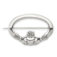 Sterling Silver Antiqued Claddagh Pin