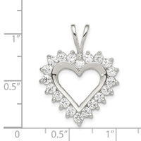 Sterling Silver Rhodium-plated CZ Open Heart Pendant