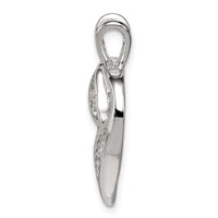 Sterling Silver Rhodium-plated CZ Heart Pendant