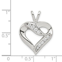 Sterling Silver Rhodium-plated CZ Heart Pendant