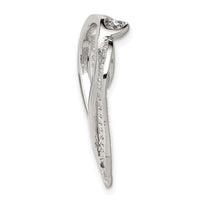 Sterling Silver Rhodium-plated CZ Heart Pendant