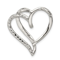 Sterling Silver Rhodium-plated CZ Heart Pendant