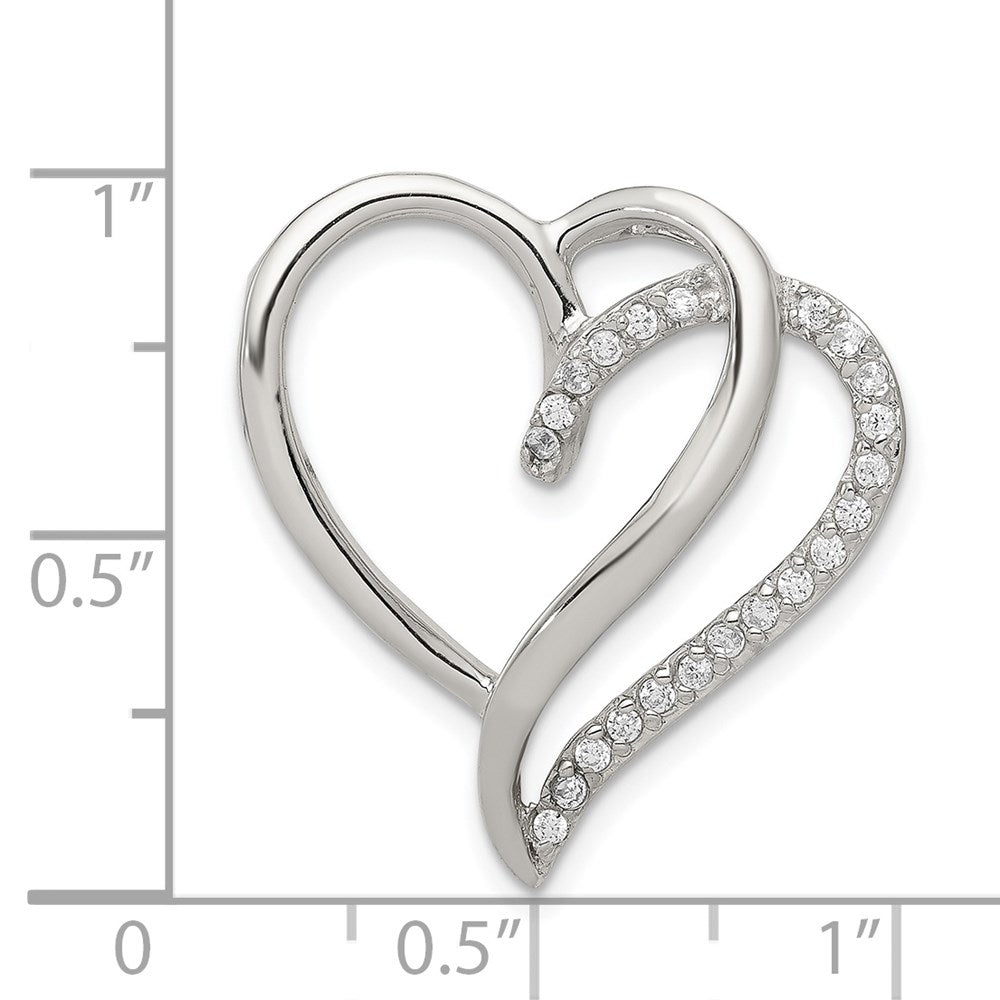 Sterling Silver Rhodium-plated CZ Heart Pendant