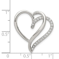Sterling Silver Rhodium-plated CZ Heart Pendant