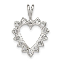 Sterling Silver Rhodium-plated CZ Heart Pendant
