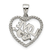 Sterling Silver Rhodium-plated CZ Love Heart Pendant