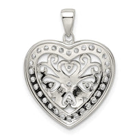 Sterling Silver Rhodium-plated CZ Filigree Heart Pendant