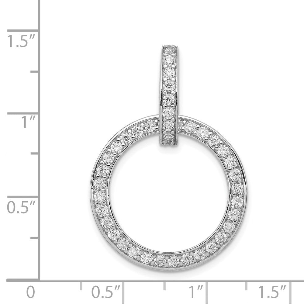 Sterling Silver Rhodium-plated CZ Circle Pendant
