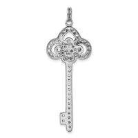 Sterling Silver Rhodium-plated and CZ Key Pendant