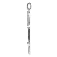 Sterling Silver Rhodium-plated CZ Heart Key Pendant