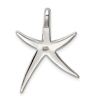 Sterling Silver Rhodium-plated Created Blue Opal Inlay Flat Starfish Slide