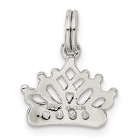 Sterling Silver Rhodium-plated CZ Polished Crown Charm