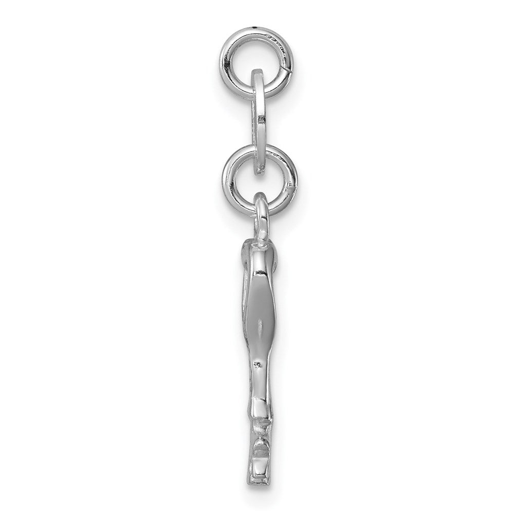 Sterling Silver Rhodium-plated Polished Key Charm