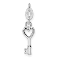 Sterling Silver Rhodium-plated Polished Key Charm