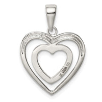 Sterling Silver Rhodium-plated Polished CZ Double Heart Pendant