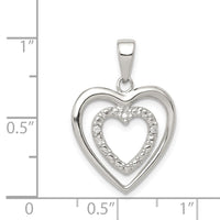 Sterling Silver Rhodium-plated Polished CZ Double Heart Pendant
