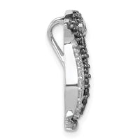 Sterling Silver Rhodium-plated Black & White CZ Penguin Chain Slide