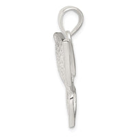 Sterling Silver Rhodium-plated Polished/Textured Butterfly Pendant