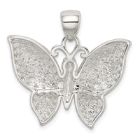 Sterling Silver Rhodium-plated Polished/Textured Butterfly Pendant