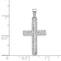 Sterling Silver Rhodium-plated Stellux Crystal Cross Pendant