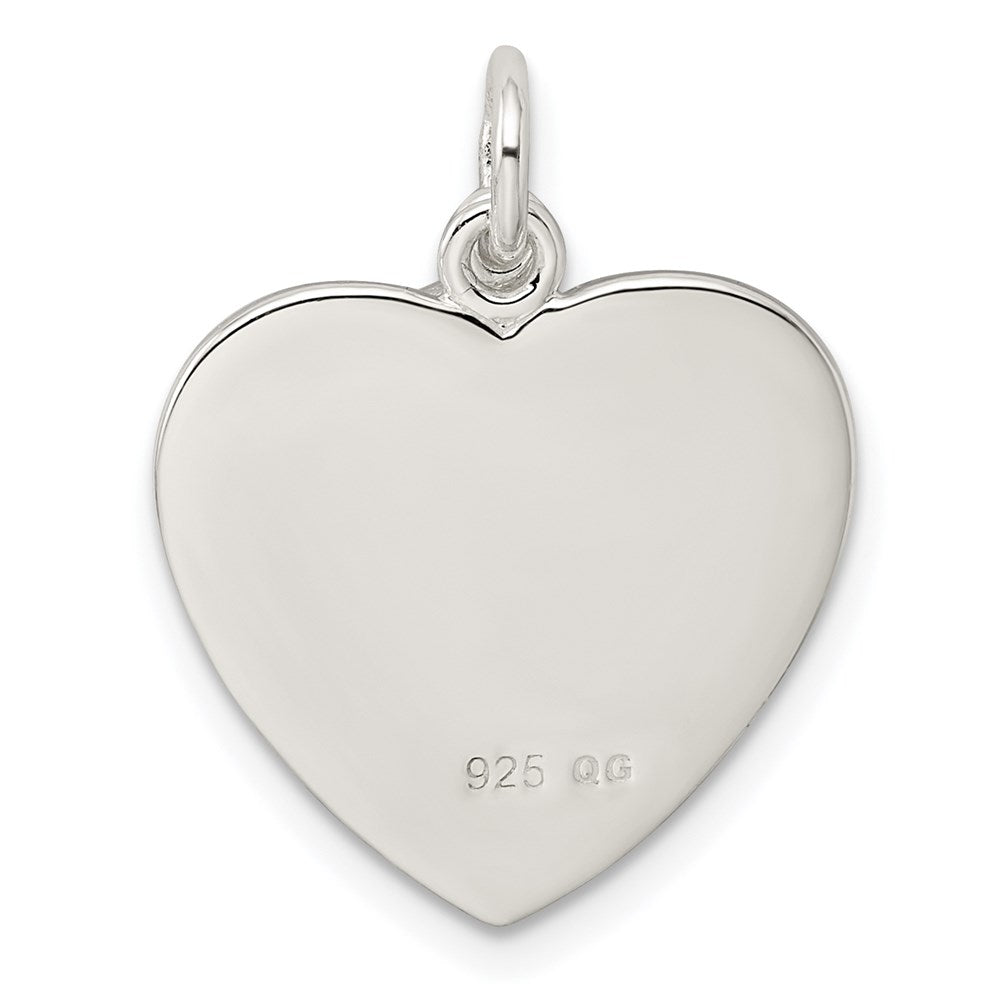 Sterling Silver Stellux Pink Awareness Ribbon w/ Heart Pendant