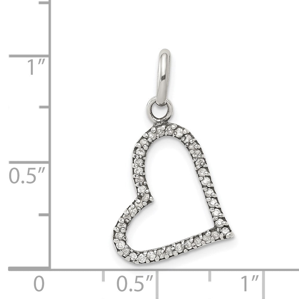 Sterling Silver CZ Heart Pendant