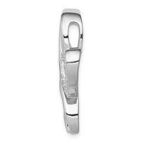 Sterling Silver Rhodium-plated CZ Heart/Breast Cancer Ribbon Chain Slide