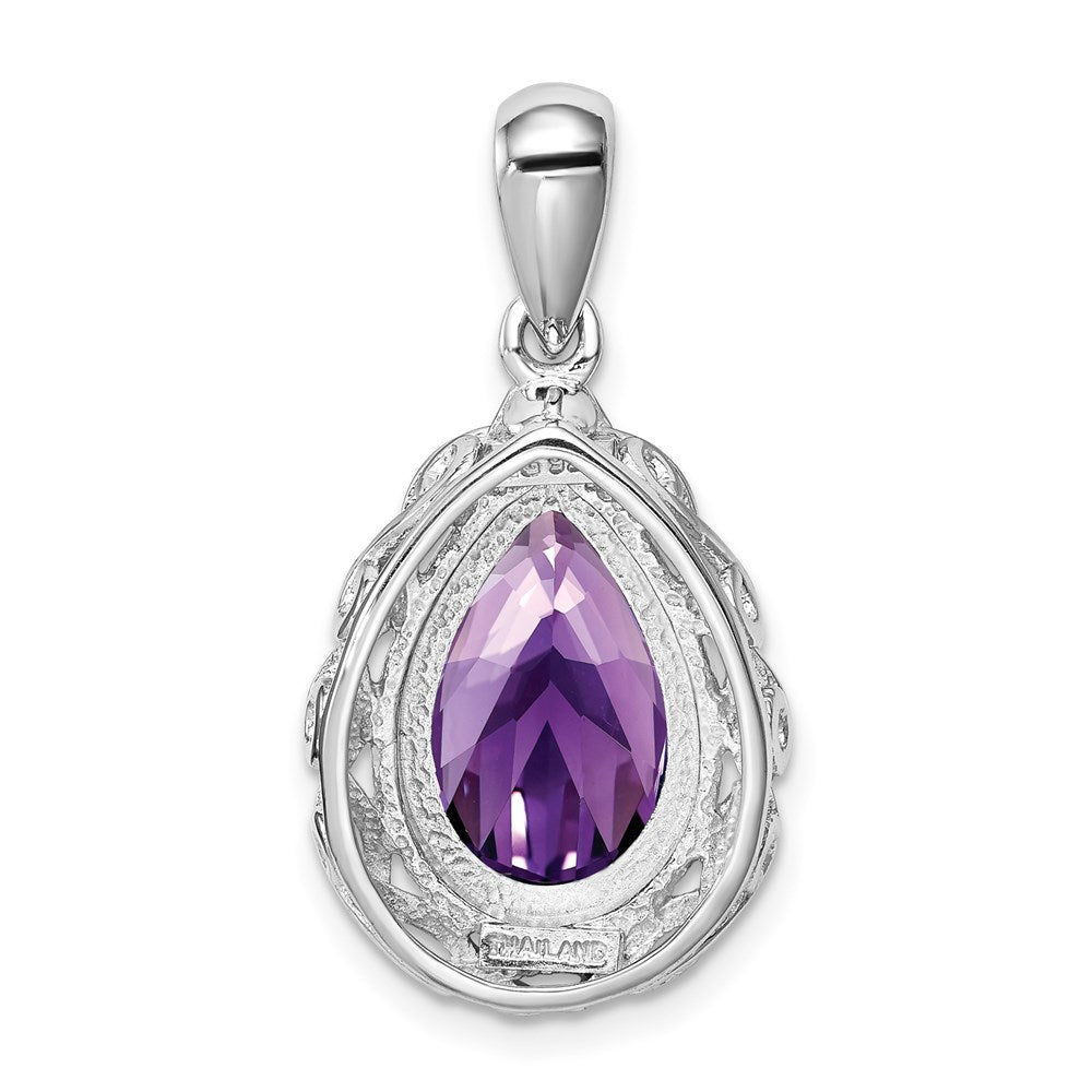 Sterling Silver Rhodium-plated Amethyst Pendant