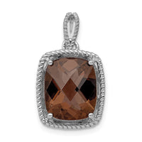 Sterling Silver Rhodium-plated Smoky Quartz Pendant