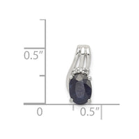 Sterling Silver Rhodium Plated Diamond & Sapphire Oval Pendant