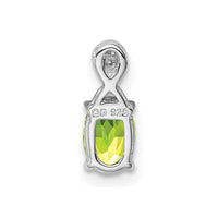 Sterling Silver Rhodium Plated Diamond and Peridot Oval Pendant