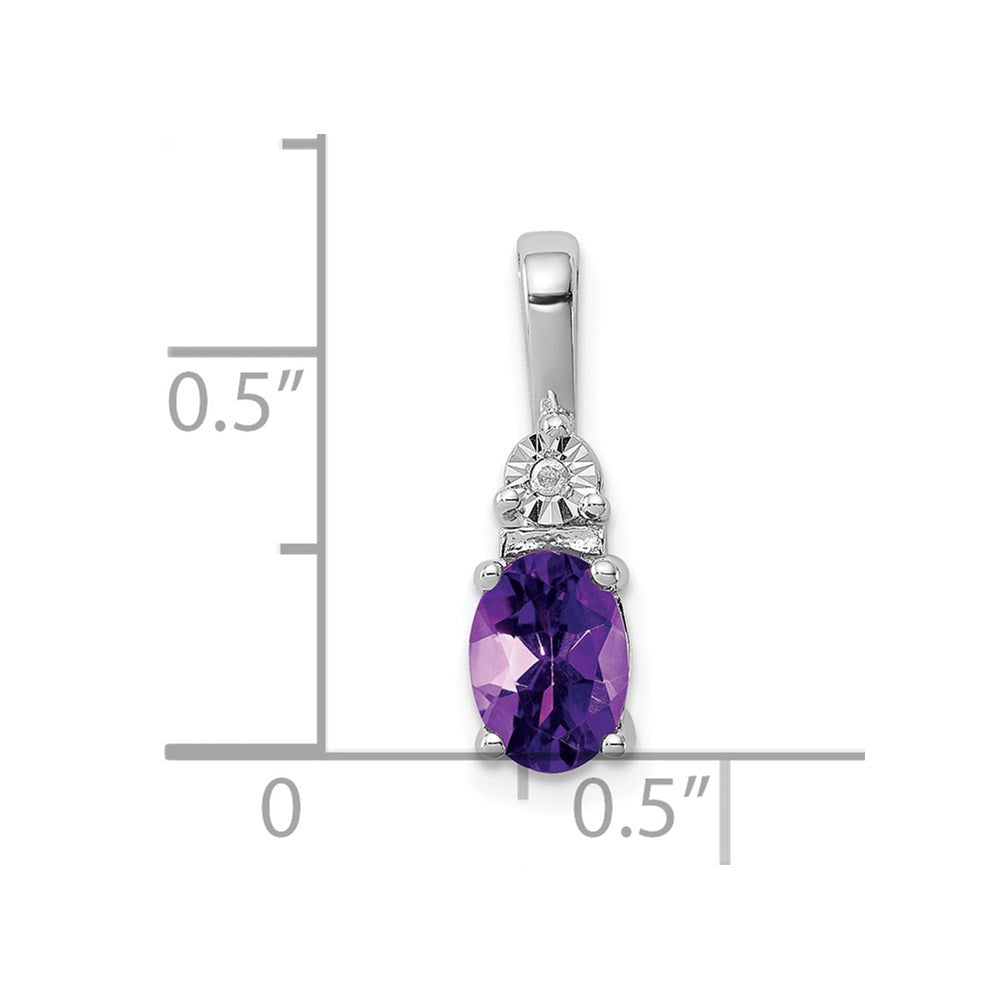 Sterling Silver Rhodium-plated Diamond and Amethyst Pendant