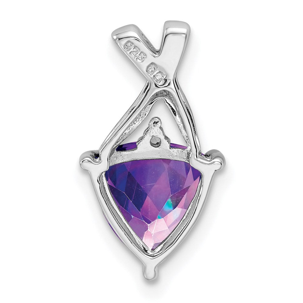 Sterling Silver Rhodium Plated Amethyst and White Topaz Pendant