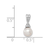 Sterling Silver Rhod Plated Diamond and FW Cultured Pearl Pendant