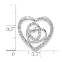 Sterling Silver Rhodium Plated Diamond Triple Heart Pendant