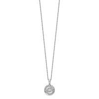 Sterling Silver Rhodium Plated Diamond Circle Necklace